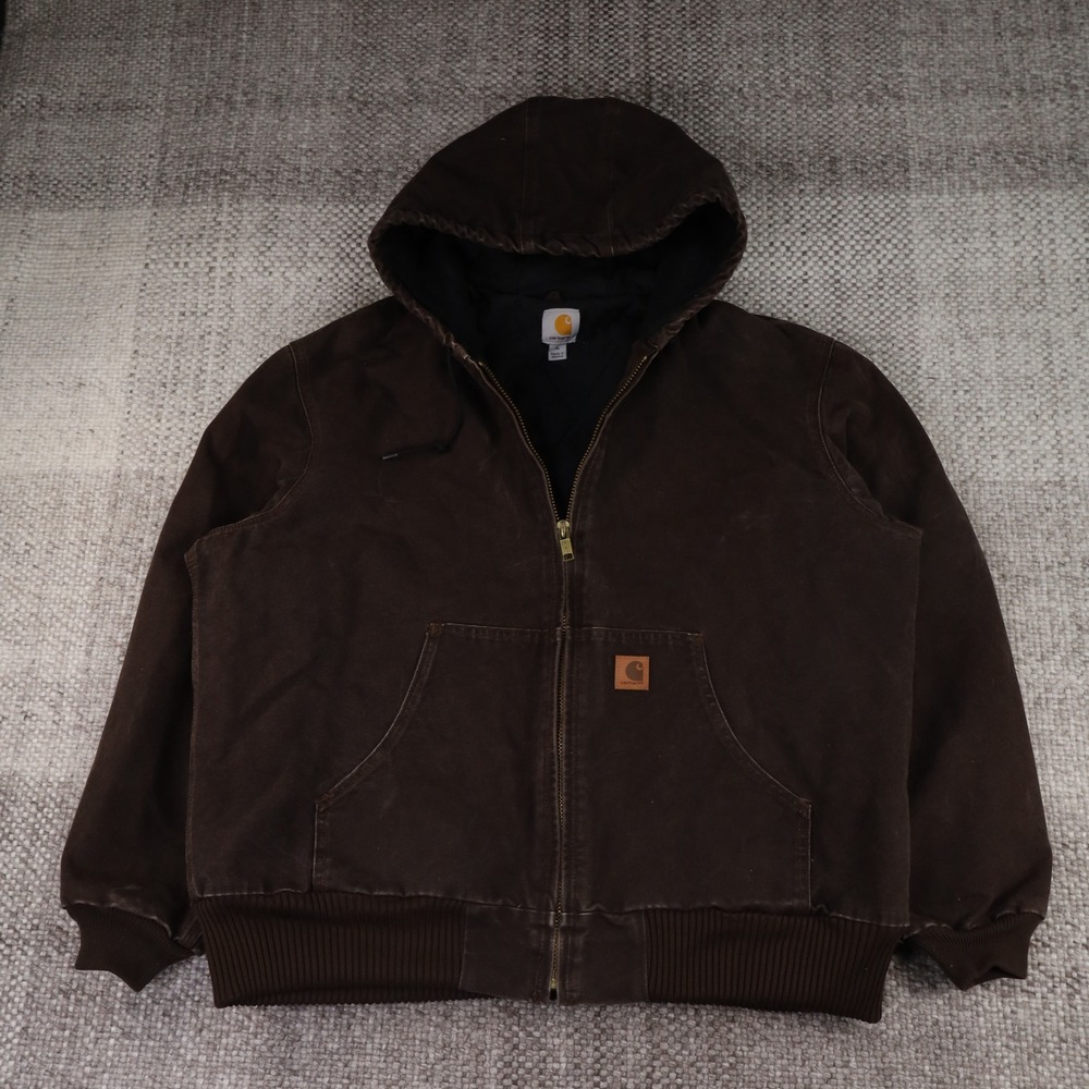 Carhartt J131 DKB Dark Brown Thermal Lined Duck Active Jacket Mens XL Workwear